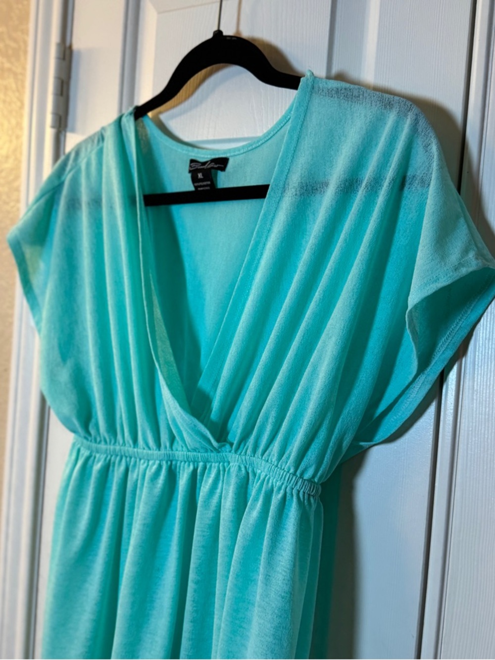 Beach By exist Turquoise Blue Sheer Cover-Up With Elastic Waist, Womens Size XL - Picture 2 of 6
